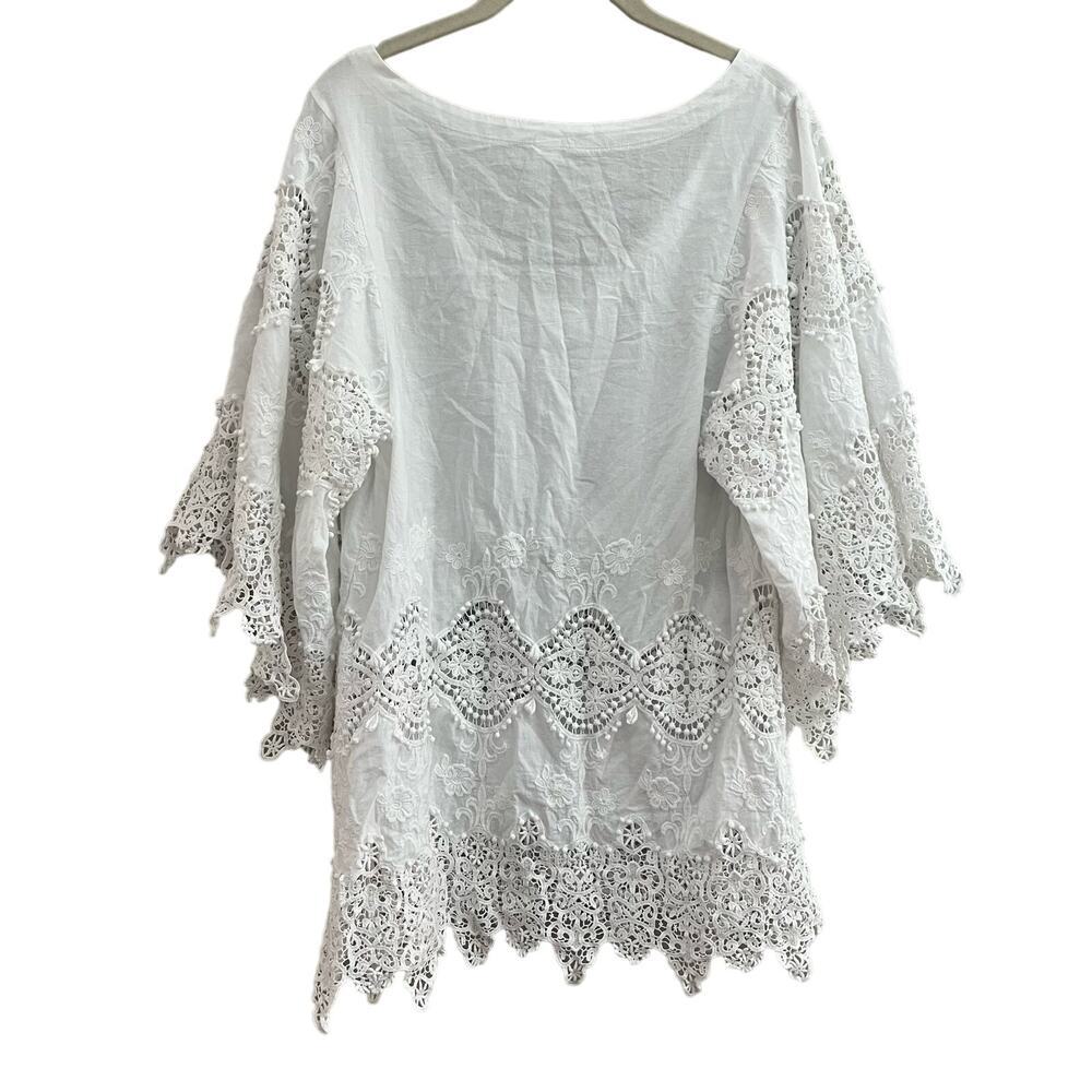 Eberjay Cotton White Beach Dress Embroidered Small/Medium - Picture 2 of 5